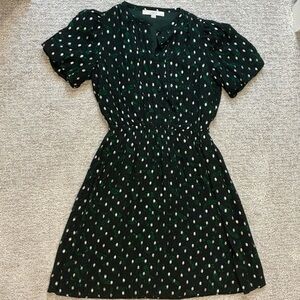EUC LOFT Green Puff Sleeve Mini Dress